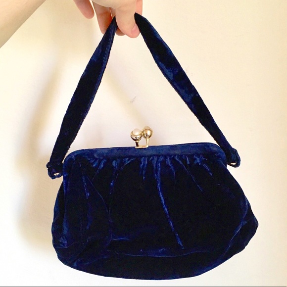 blue velvet purse